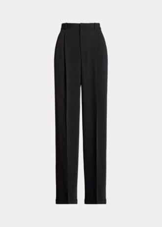 Schwarze Satinhose mit geradem Bein von Ralph Lauren für Damen