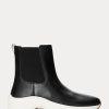 Schwarze Slip-On-Sneakers „Rylee“ von Ralph Lauren aus brüniertem Leder für Damen