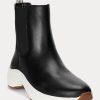 Schwarze Slip-On-Sneakers „Rylee“ von Ralph Lauren aus brüniertem Leder für Damen