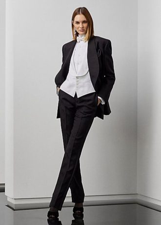Schwarze Smokinghose „Alaina“ von Ralph Lauren aus Jacquard für Damen