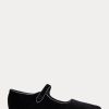 Schwarze, spitze Mary Jane-Schuhe aus Samt für Damen von Ralph Lauren