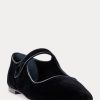 Schwarze, spitze Mary Jane-Schuhe aus Samt für Damen von Ralph Lauren