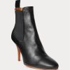 Schwarze Stiefel mit Kitten-Heel-Absatz aus Vachetta-Kalbsleder für Damen von Ralph Lauren