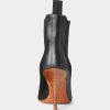 Schwarze Stiefel mit Kitten-Heel-Absatz aus Vachetta-Kalbsleder für Damen von Ralph Lauren