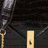 Schwarze Umhängetaschen mit Kroko-Prägung und Umschlagkette für Damen von Ralph Lauren Polo ID