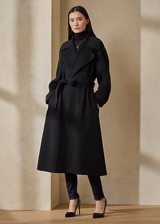 Schwarze Wickelmäntel von Ralph Lauren Leonarda für Damen