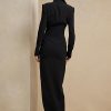 Schwarzes Ralph Lauren Kristian Seiden-Cady-Kleid für Damen