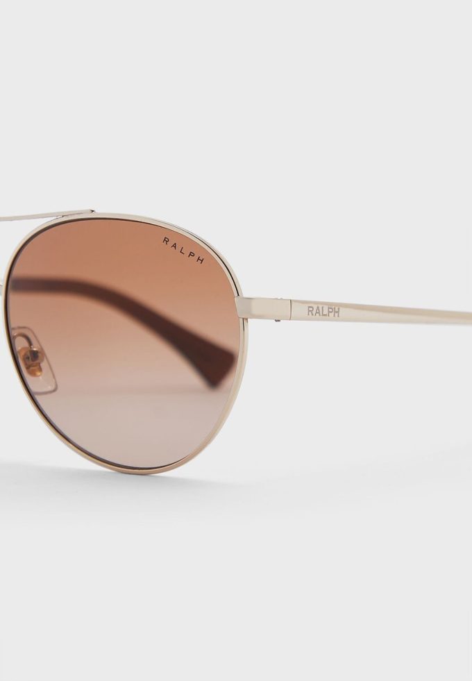 Silberne Damen-Pilotensonnenbrille Ralph Lauren 0Ra4135