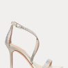 Silberne Ralph Lauren Gabriele Satin & Kristall-Sandalen für Damen