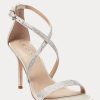 Silberne Ralph Lauren Gabriele Satin & Kristall-Sandalen für Damen