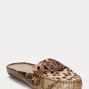 Snake Damen Ralph Lauren Brynn Flache Driver-Schuhe aus geprägtem Leder und Kalbshaar