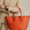 Sunset Orange Damen Ralph Lauren Reversible Leder Medium Bellport Tote Bags
