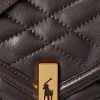 Tabakfarbene Ralph Lauren Polo ID gesteppte Geldbörsen mit Kette für Damen