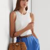 Walnut/Lauren Tan Damen Ralph Lauren Rattan Medium Lilly Satchel Taschen