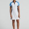 Weiß / Blaues Ralph Lauren Color-Block-Kleid aus Stretch-Jersey für Damen