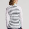 Weiß / Marineblau / Rosa Ralph Lauren Damen gestreifte Stretch-Jersey-Sweatshirts