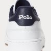 Weiß / Marineblaue Ralph Lauren Court Leder Low-Top Sneakers für Herren