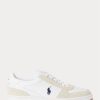 Weiß / Marineblaue Ralph Lauren Court Sneakers aus Leder und Wildleder für Herren