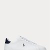 Weiß / Marineblaue Ralph Lauren Heritage Court II Leder-Sneaker für Herren