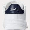 Weiß / Marineblaue Ralph Lauren Heritage Court II Leder-Sneaker für Herren