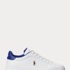 Weiß / Royalblaue Ralph Lauren Heritage Court II Leder-Sneaker für Herren
