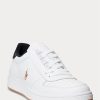 Weiß / Schwarz Herren Ralph Lauren Court Leder Low-Top Sneakers