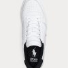 Weiß / Schwarz Herren Ralph Lauren Court Leder Low-Top Sneakers