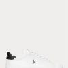 Weiß / Schwarz Herren Ralph Lauren Heritage Court II Leder Sneakers