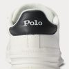 Weiß / Schwarz Herren Ralph Lauren Heritage Court II Leder Sneakers