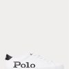 Weiß / Schwarz Herren Ralph Lauren Longwood Logo Leder Sneakers
