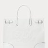Weiß/Weiß Damen Ralph Lauren Eyelet Canvas Große Devyn Tragetaschen
