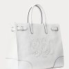 Weiß/Weiß Damen Ralph Lauren Eyelet Canvas Große Devyn Tragetaschen
