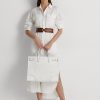 Weiß/Weiß Damen Ralph Lauren Eyelet Canvas Große Devyn Tragetaschen