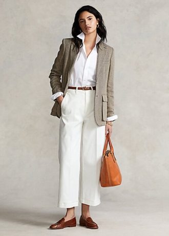 Weiße Chinohose mit weitem Bein für Damen von Ralph Lauren