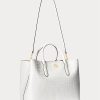 Weiße Damen Ralph Lauren Geprägte Leder Große Marcy Satchel Taschen