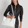 Weiße Damen Ralph Lauren Geprägte Leder Große Marcy Satchel Taschen