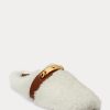 Weiße Damen Ralph Lauren Polo ID Shearling Flache Schuhe