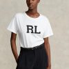Weiße Damen Ralph Lauren Rl Logo Jersey T Shirts