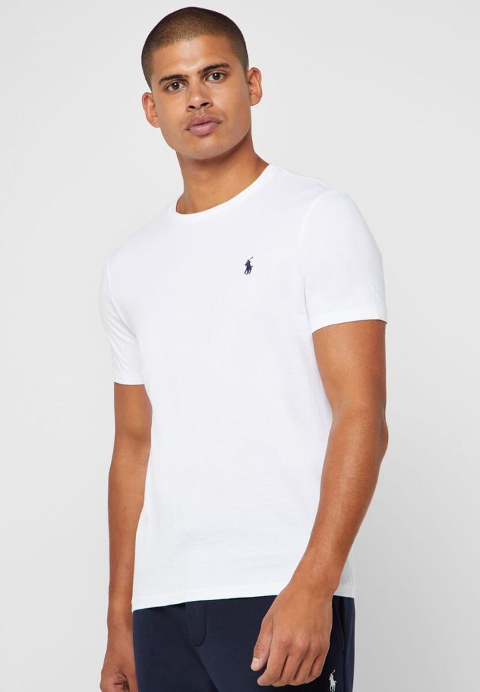 Weiße Herren Ralph Lauren Custom Slim Fit Baumwoll-T-Shirts