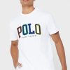 Weiße Herren-T-Shirts mit Rundhalsausschnitt und Logo von Ralph Lauren