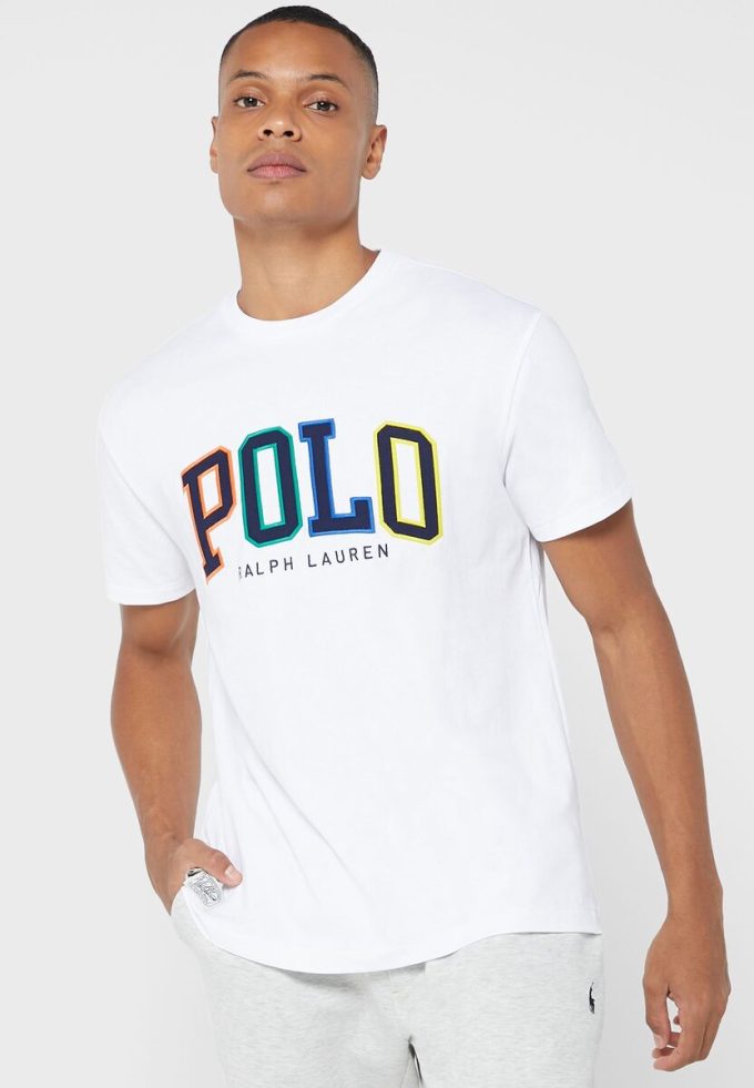 Weiße Herren-T-Shirts mit Rundhalsausschnitt und Logo von Ralph Lauren