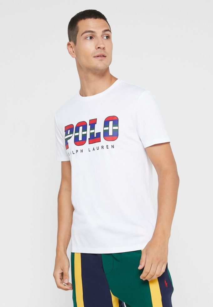 Weiße Herren-T-Shirts mit Rundhalsausschnitt und Logo von Ralph Lauren