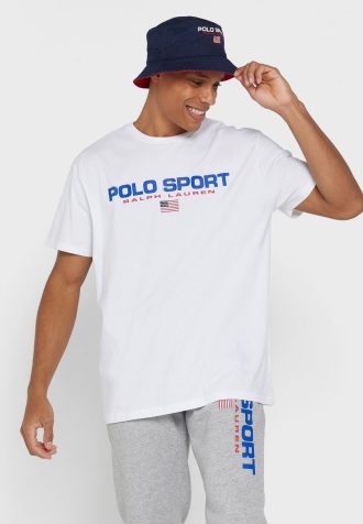 Weiße Herren-T-Shirts mit Rundhalsausschnitt und Logo von Ralph Lauren