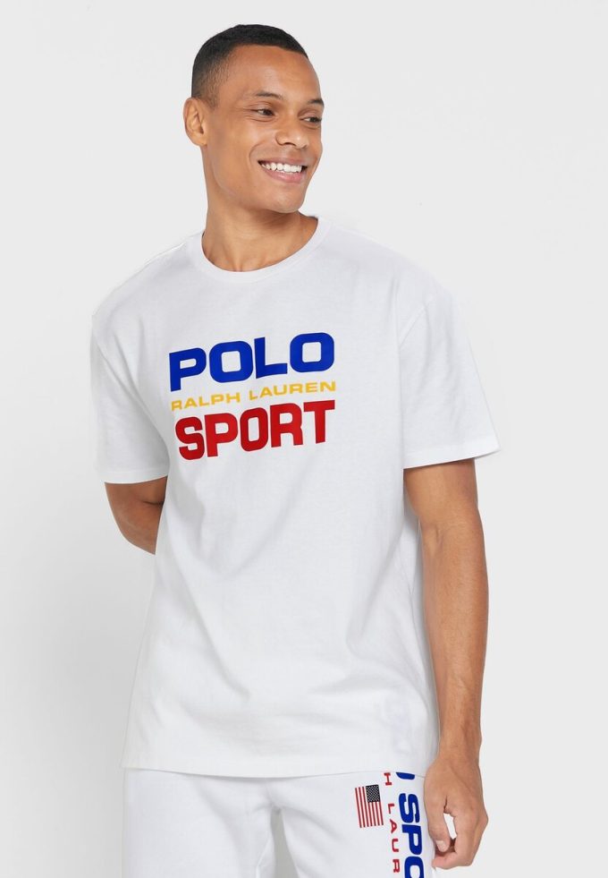 Weiße Herren-T-Shirts mit Rundhalsausschnitt und Logo von Ralph Lauren