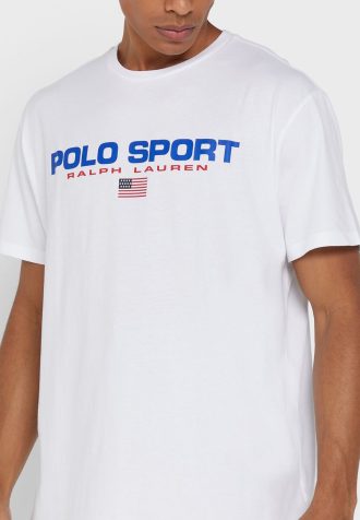 Weiße Herren-T-Shirts mit Rundhalsausschnitt und Logo von Ralph Lauren