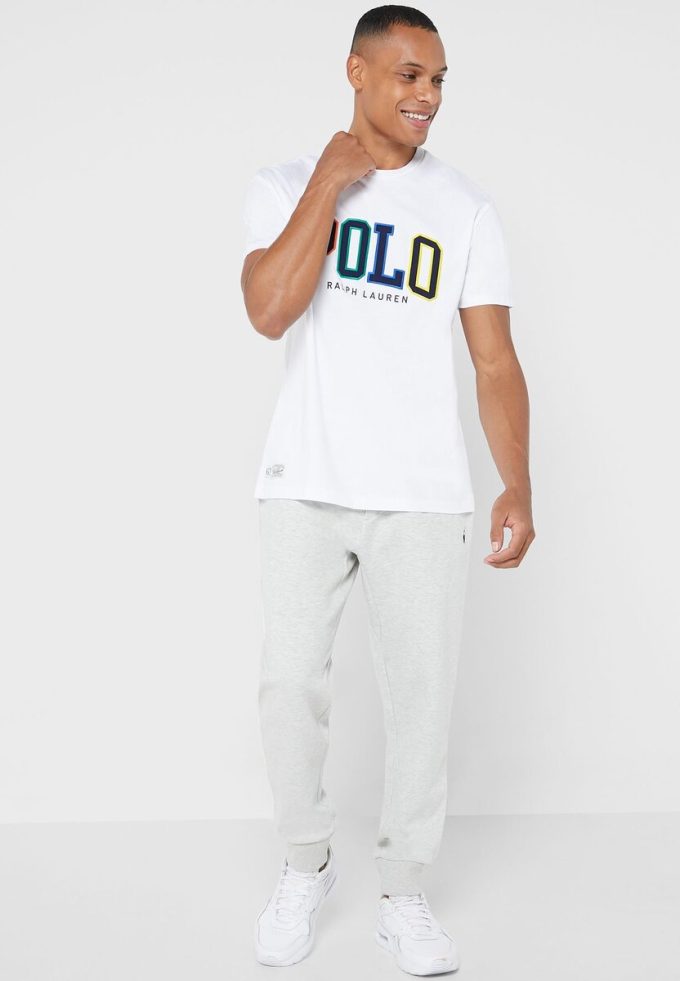 Weiße Herren-T-Shirts mit Rundhalsausschnitt und Logo von Ralph Lauren