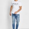 Weiße Herren-T-Shirts mit Rundhalsausschnitt und Logo von Ralph Lauren