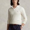 Weiße Herrenpullover aus strukturierter Baumwolle von Ralph Lauren in Slim Fit