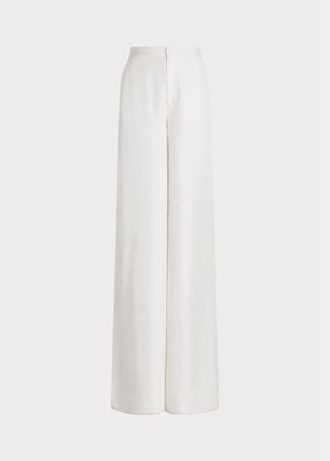Weiße Hose mit weitem Bein von Ralph Lauren Elaine aus Shantung-Seide für Damen