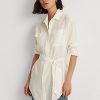 Weiße Leinenhemden mit Gürtel für Damen von Ralph Lauren